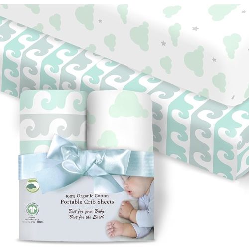 100% Organic Cotton Fitted Sheets Fit and are Compatible with Graco Pack n Play, Babyletto, Pamo Babe, Hiccapop, Dream on Me, Evenflo, Baby Trend Portable/Mini Crib/Playards. 2 Pk
