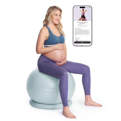 Momcozy BirthEase Maternity Ball Set, Birthing Ball with App Full-Journey Courses, BPA-Free PVC & Anti Burst Exercise Yoga Ball for Maternity, Labor, Physio, Recovery