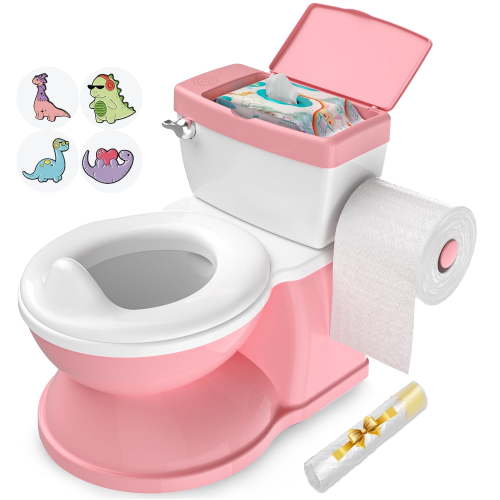 BabyBond Baby Potty Training Toilet, Realistic Flushing Sound, Removable Pot, Pink