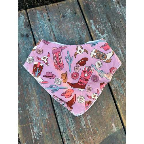 Cowgirl baby boots drool bandanna