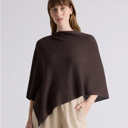 Lightweight Cotton Cashmere Nursing Shawl in Mocha Heather