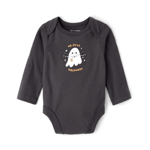 Baby First Halloween Graphic Bodysuit - Gray