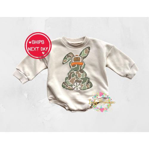 Baby Boy Cameo First Easter Egg Hunter Bubble Romper Baby Egg Hunter Sweatshirt Baby Boy Easter Outfit Boy Bunny Bubble Romper