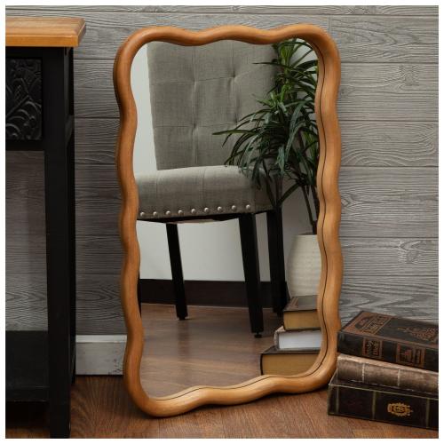Brown Rectangle Wavy Wall Mirror