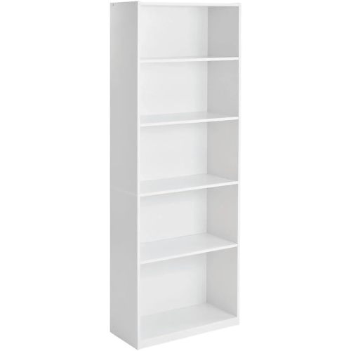 5-Shelf Bookcase with Adjustable Shelves, Open Storage Shelf, 11.65 x 24.88 x 71.42 Inches, for Living Room, Home Office, Dinning Room White