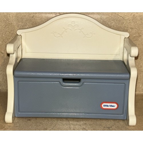 VINTAGE LITTLE TIKES DOLLHOUSE BLUE TOYBOX BENCH TOY BOX KIDS ROOM ACCESSORIE