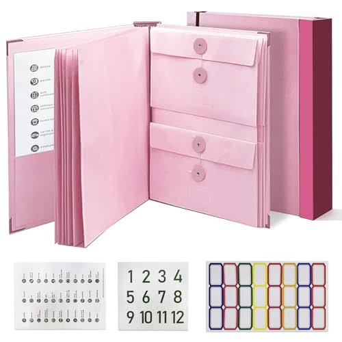 Document Organizer,File Organizer for Paper,Important Documents for Office and School,in Case I Go Missing Binder(Pink,2In Thick)