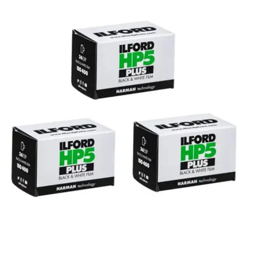 Ilford HP-5 Plus Black and White Film, ISO 400, 35mm, 36 Exposures - 3 Pack