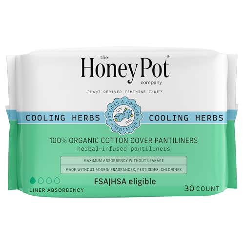 The Honey Pot Company - Herbal Everyday Panty Liners for Women - Infused w/Essential Oils for Cooling Effect & Organic Cotton Cover - Feminine Care - FSA & HSA Eligible - 30 ct