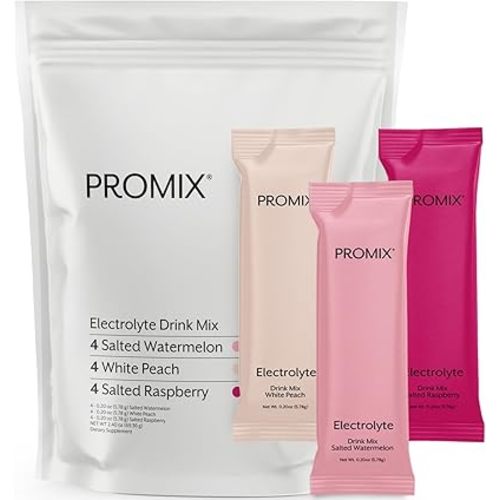 ProMix Nutrition Electrolytes Powder Hydration Packets - Himalayan Pink Salt, Magnesium, Potassium, Vitamin C - Variety Pack, Lightly Sweetened - 12 Servings (Pack of 12)