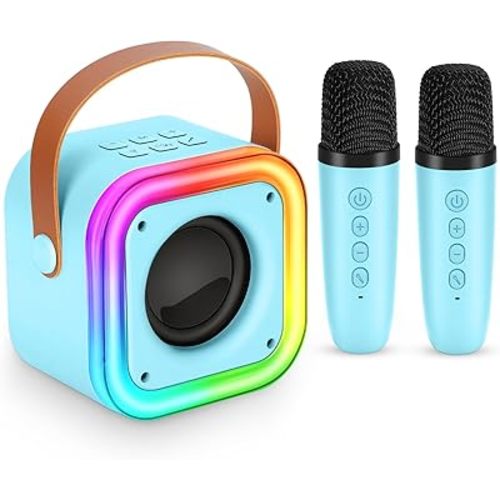 Mini Karaoke Machine for Kids, Girl Toys Gifts, Kids Karaoke Wireless Microphone for 4,5,6,7,8,9,10,11,12 Years Old Boys and Girls Christmas Party Gifts Toys (Blue)