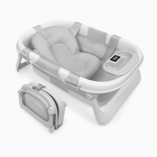 Fold ‘n Store Baby Bathtub With Built-in Thermometer - Grey