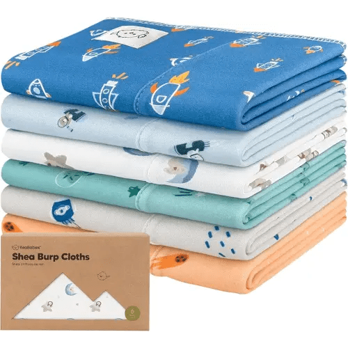 Organic Burp Cloths Baby Boy, Girl - 6-Pack Large Cotton Burping Cloths for Babies, Spit Up Rags, Super Absorbent, Ultra Soft Newborn Rag, Gender Neutral, Machine Washable, Durable (Cosmo)