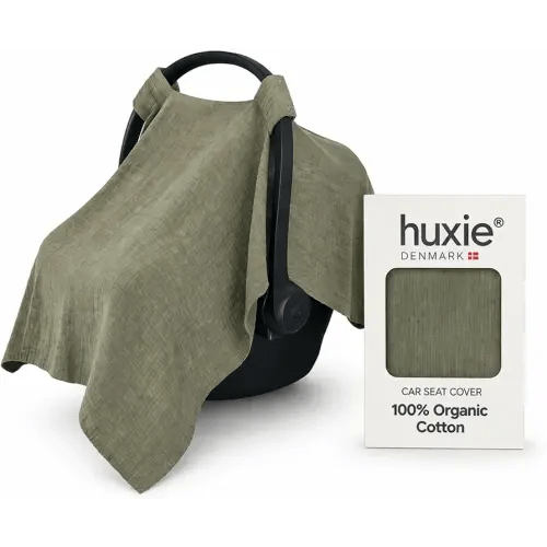 Car Seat Cover Baby - Organic Muslin Cotton - Carseat Canopy - 43" x 32" - Sage Green