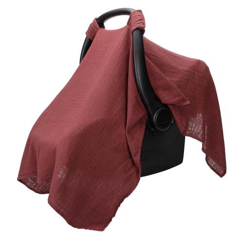 Comfy Cubs Baby Car Seat Cover - Soft, Breathable & Lightweight Large Car Seat Canopy, Wine