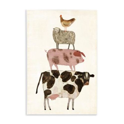 Stupell Industries Barnyard Buds Stacked Animals Wall Plaque Art, 10" x 15"