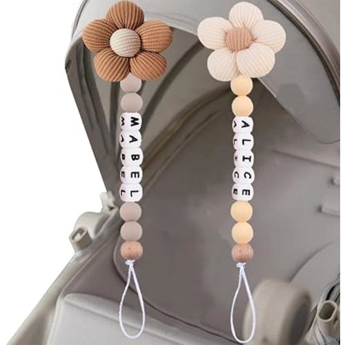 Personalized Flower Pacifier Clip with Name to Soothe Babies Creative Silicone Pacifier to Prevent Chain Loss