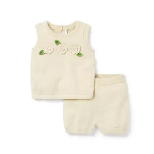 Baby Freshwater Pearl The Crochet Flower Matching Baby Set by Janie and Jack