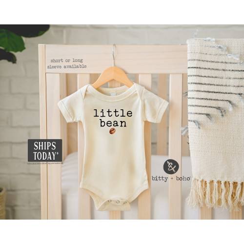 Little Bean Baby Bodysuit, Coffee Baby Bodysuit, Little Bean Romper, Unisex Baby Bodysuit, Minimalist Baby Clothes, Gender Neutral Baby
