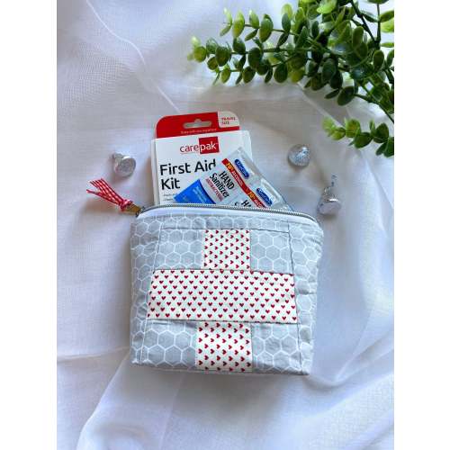 Quilted Patchwork First-Aid Bag: Travel Medicine Pouch