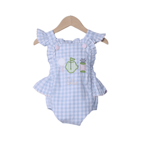 Appliqué Tee Time Blue Gingham Sun Bubble