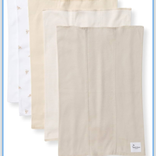 Burts Bees Baby Infant Burp Cloths, 100% Organic Cotton Extra Absorbent Soft Fabric Drool Cloths, 5-Pack Newborn Must-Have Essential Large Burping Cloths, One Size 17 x 11.75 Inches