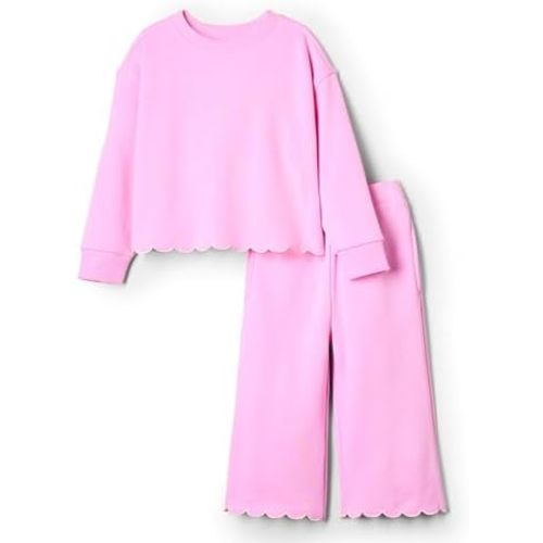 Amazon Essentials x Sofia Grainge Toddlers and Baby Girls' French Terry Sweatshirt Pant and Top Set