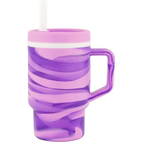 Infantino My 1st Tumbler, Silicone Sippy Cup with Straw & Handle, Spill-Resistant Baby Cup for On-the-Go, BPA-Free Transition Bottle, Grape Swirl