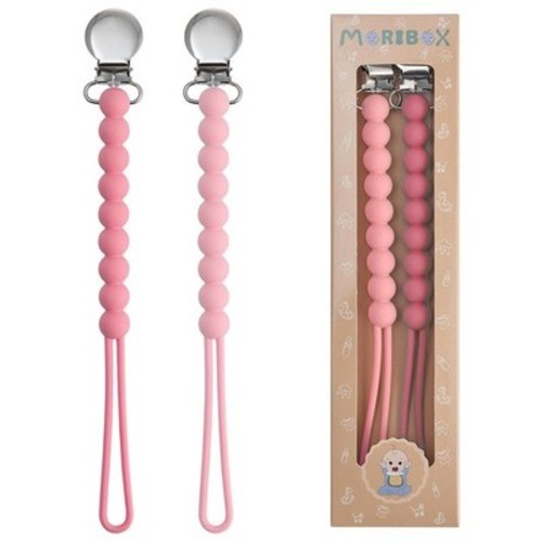MORIBOX Pacifier Clip 2 Pack Baby Binky Holder Grey Boys Girls