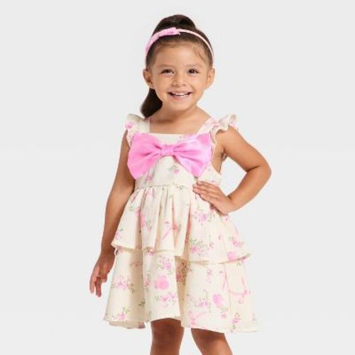 Toddler Girls' Disney Minnie Mouse Floral Bow Gauze Dress - Pink 2T