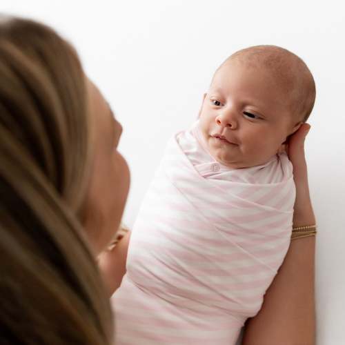 Swaddle Blanket in Small Sakura Stripe