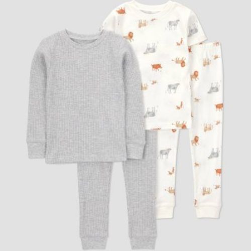 Carter's Just One You® Toddler 4pc Cotton Snug Fit Safari Pajama Set - Gray 12M