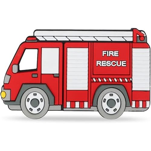 Car Series Baby Teething Toys,Food Grade Silicone Chew Teether for 3 Months+ Infant Boy and Girl,Toddler Sensory Chewing Teether,BPA Free. (Fire Truck,Red)