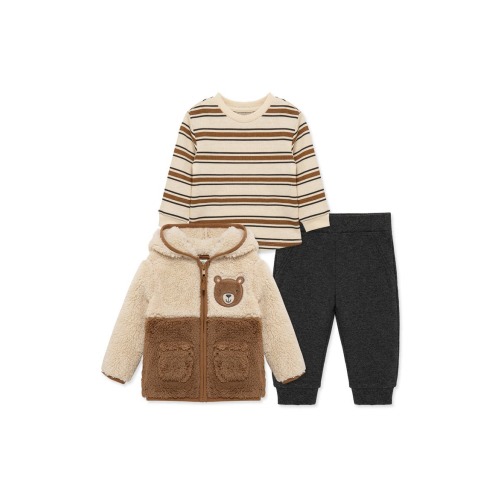 Bear High Pile Fleece Jacket, T-Shirt & Joggers Set