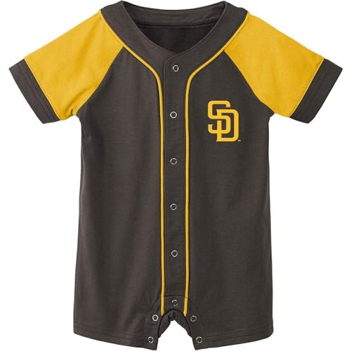Outerstuff MLB Unisex-Baby Newborn & Infants 0-24 Months Little Slugger Onesie Bodysuit Romper (San Diego Padres, 0/3 Months)