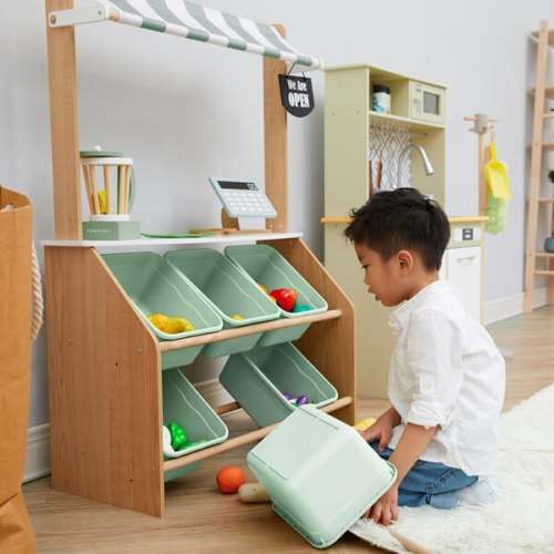 Little Helper Market Play Stand Play Kitchen , Olive Green - Teamson Kids | Maisonette