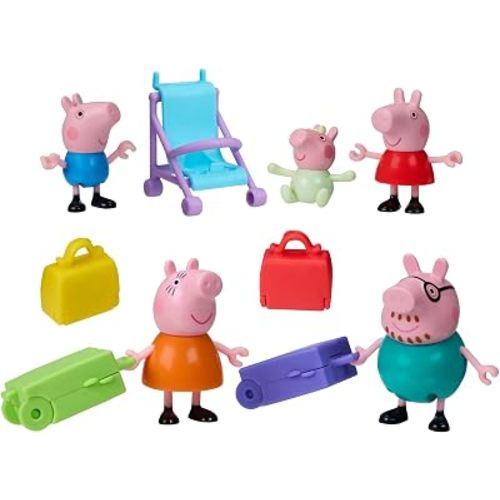 Peppa Pig Peppa's Travels: Big Family Adventure Figure and Accessories Set, Includes Baby Evie, Preschool Toys for Girls and Boys 3+