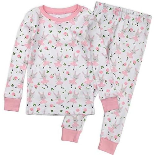 HonestBaby baby-girls 2-piece Pajamas Sleepwear Pjs 100% Organic Cotton for Baby, Toddler, Kids, Girl