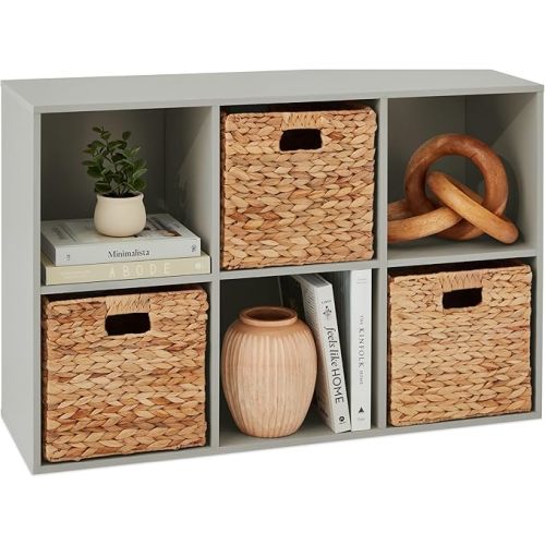 Best Choice Products Kids Bookcase 6-Cube Storage Organizer, 11in Shelf Opening, Bookshelf, Toy Storage, Customizable w/ 3 Removable Back Panels – Gray