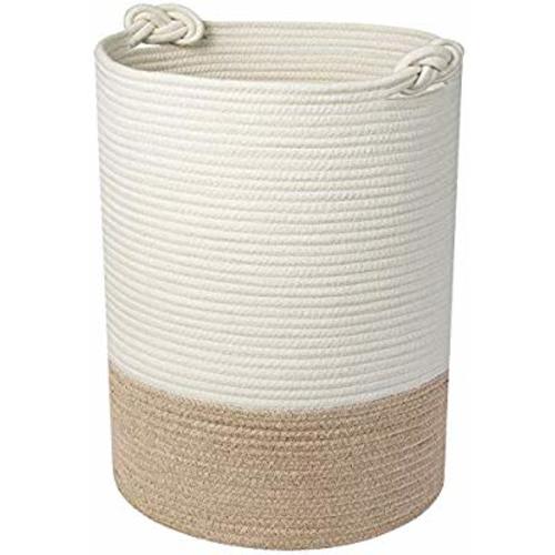 UBBCARE Large Cotton Rope Laundry Basket Woven Blanket Basket Baby Laundry Hamper Toy Storage Bin 18" x 14"