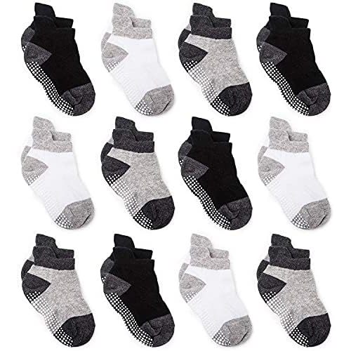 ZAPLES Baby Non Slip Grip Ankle Socks with Non Skid Soles for Infants Toddlers Kids Boys Girls