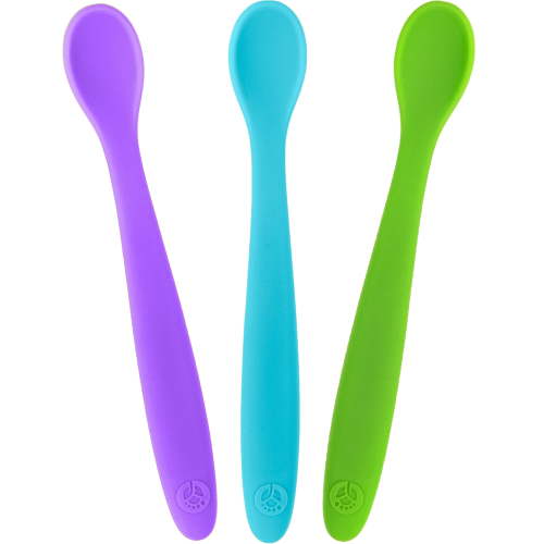 WeeSprout Silicone Baby Spoons, First Stage Infant Feeding Utensils with Soft-Tip, Set of 3