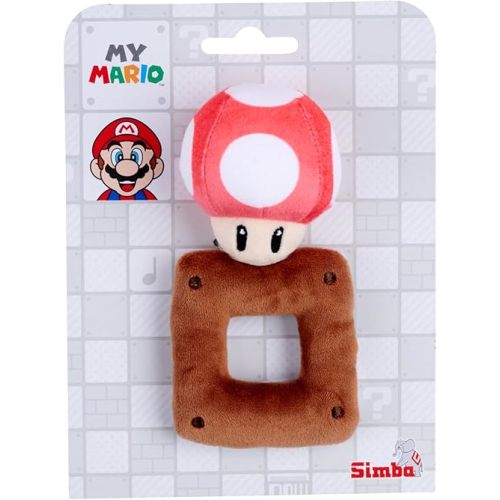 Simba Toys My Mario Baby Plush Rattle 6-Inch Mushroom Grab Toy for Infants