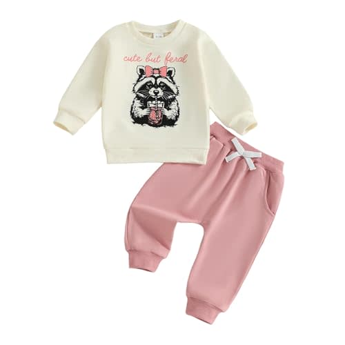 Toddler Baby Girl Fall Outfit Letter Print Sweatshirt Tops Elastic Waist Pant Cute Infant Newborn Winter Clothes Set