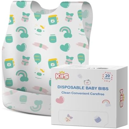 KIIS Disposable Baby Bibs for Travel - Waterproof Baby Smock Bibs for Eating, Toddlers & Kids - Travel & Daycare Essentials