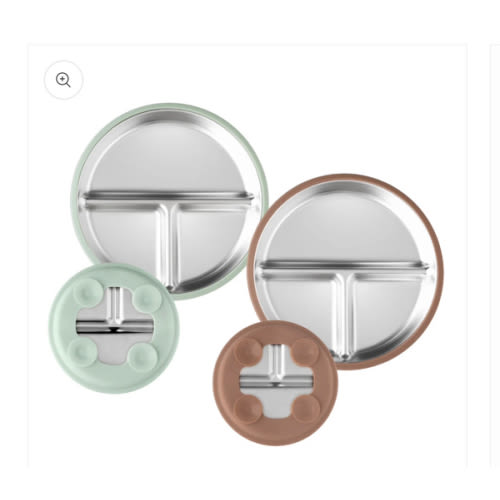 Stainless Steel Plate Set of 2 (Mocha Mousse & Sage Green)
