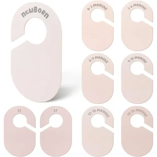 Baby Closet Dividers, Double Sided Nursery Clothes Size Separators for Newborn to 2T, Round, Pink, 8 Pcs