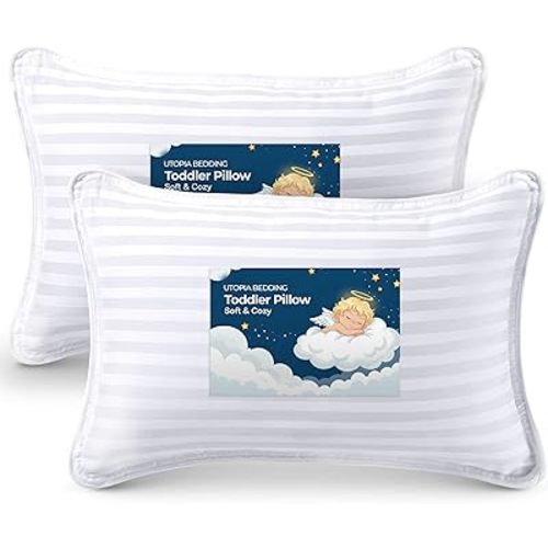Utopia Bedding Youth Pillow (White, 2 Pack), 16x22 Kids Pillow for Sleeping, Soft and Breathable Cotton Blend Shell, Polyester Filling, Perfect for Kids Bed and Travel (Intended for Age 5 and up)
