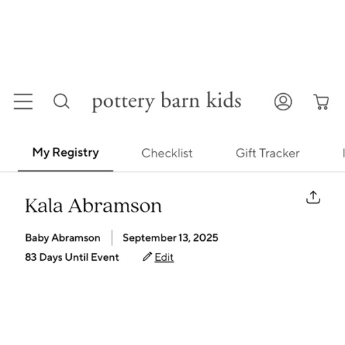 Pottery Barn Kids Baby Registry