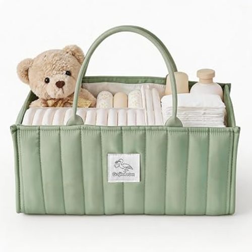 Diaper Caddy Organizer – Nursery Storage Basket (Soft Sage)